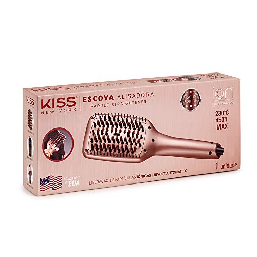 KISS NEW YORK Escova Alisadora Linha Gold Edition Bivolt