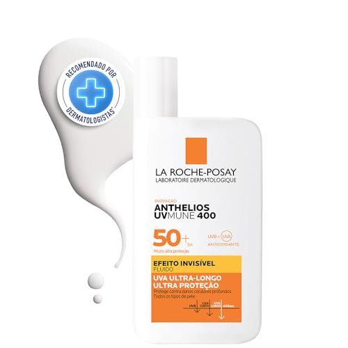 La Roche-Posay, Anthelios UVMune 400, Protetor Solar Facial de alta performance, Protege contra os raios UVA Ultra-Longos, Textura Fluida, FPS60 (SPF50+), 50ml