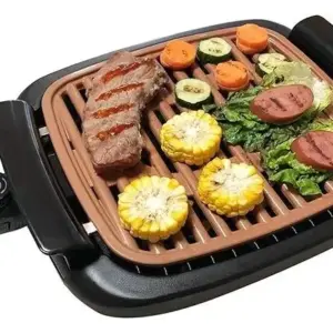 Churrasqueira Elétrica 2 em 1 Tuff Smoke Less Grill e Chapa Portátil