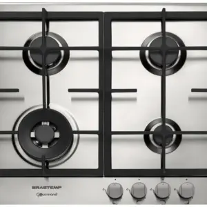 Cooktop a Gás Brastemp Gourmand 4 Bocas Inox Acendimento Automático Gás Natural e GLP BDK60DR
