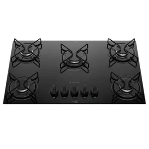 Cooktop a Gás Atlas Agile Up 5 Bocas com Mesa de Vidro e Queimador Mega Chama Preto Bivolt