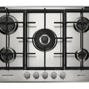 Cooktop a Gás Brastemp Gourmand 5 Bocas Inox Acendimento Automático Gás Natural e GLP BDK75DR