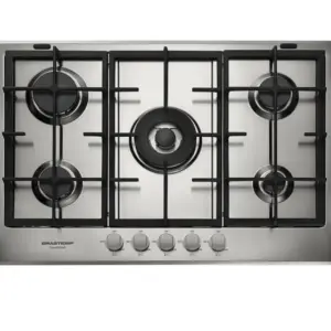 Cooktop a Gás Brastemp Gourmand 5 Bocas Inox com Duplachama e Trempe de Ferro Fundido BDK75DR