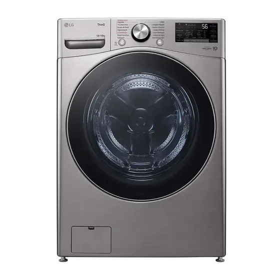 Lava e Seca LG Smart 18kg Inox Look com Inteligência Artificial AI DD WD18SV2S6BA