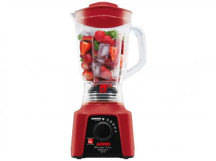 Liquidificador Arno Power Mix Limpa Fácil Vermelho Lâminas Removíveis LQ30