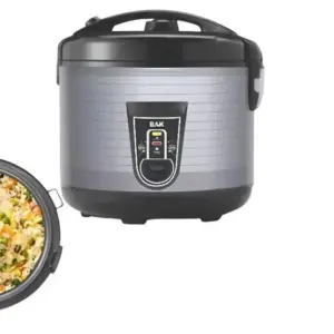Panela de Arroz Elétrica BAK 10 Xícaras 1.8L 700W Prata 110V