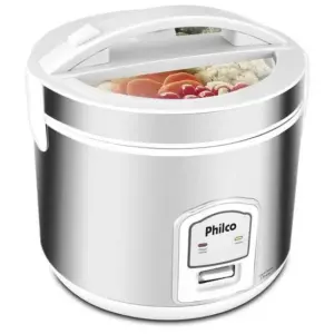 Panela de Arroz Elétrica Philco Ellegance 5 Xícaras 400W Inox Branco 220V