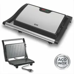 Sanduicheira Torradeira Elétrica 2 em 1 MiniGrill Bak 750W 220V