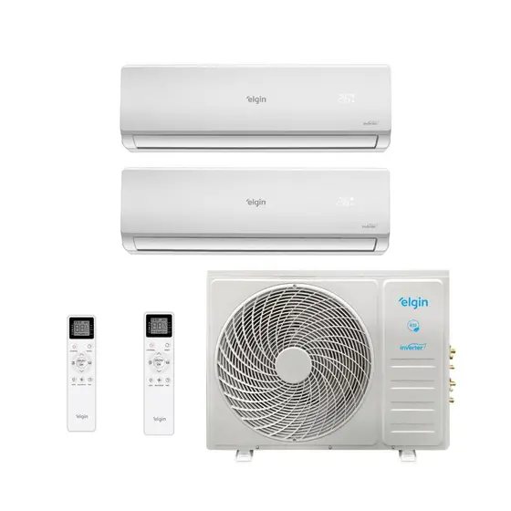 Ar Condicionado Bi Split Hi Wall Inverter Elgin Total Plus 18000 BTUs (12000+12000) Quente/Frio MTQE18C2CB – 220V
