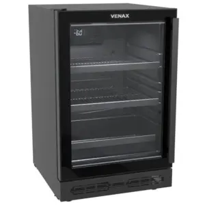 Cervejeira de Embutir Venax Top Light In 100 Litros Preto Fosco Porta de Vidro Invertida LED Branco 220V