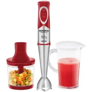 Mixer 2 em 1 Mondial 500W 2 Velocidades Vermelho e Inox M-10