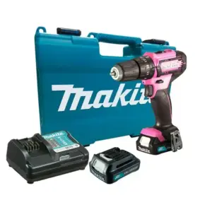 Parafusadeira Furadeira de Impacto Makita HP333DWYEP 12V 10mm Rosa com 2 Baterias e Maleta
