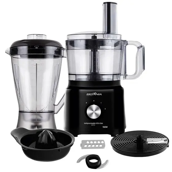 Processador de Alimentos Britânia All In One Preto 1000W 2 Velocidades + Pulsar BMP900P