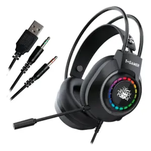 Headset Gamer 5+ X5-1000 RGB Drivers 50mm P2 e USB Preto 015-0096