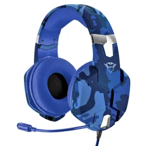 Headset Gamer Trust Carus para PC PS4 PS5 Alta Qualidade com Graves Poderosos Azul Camuflado GXT 322B