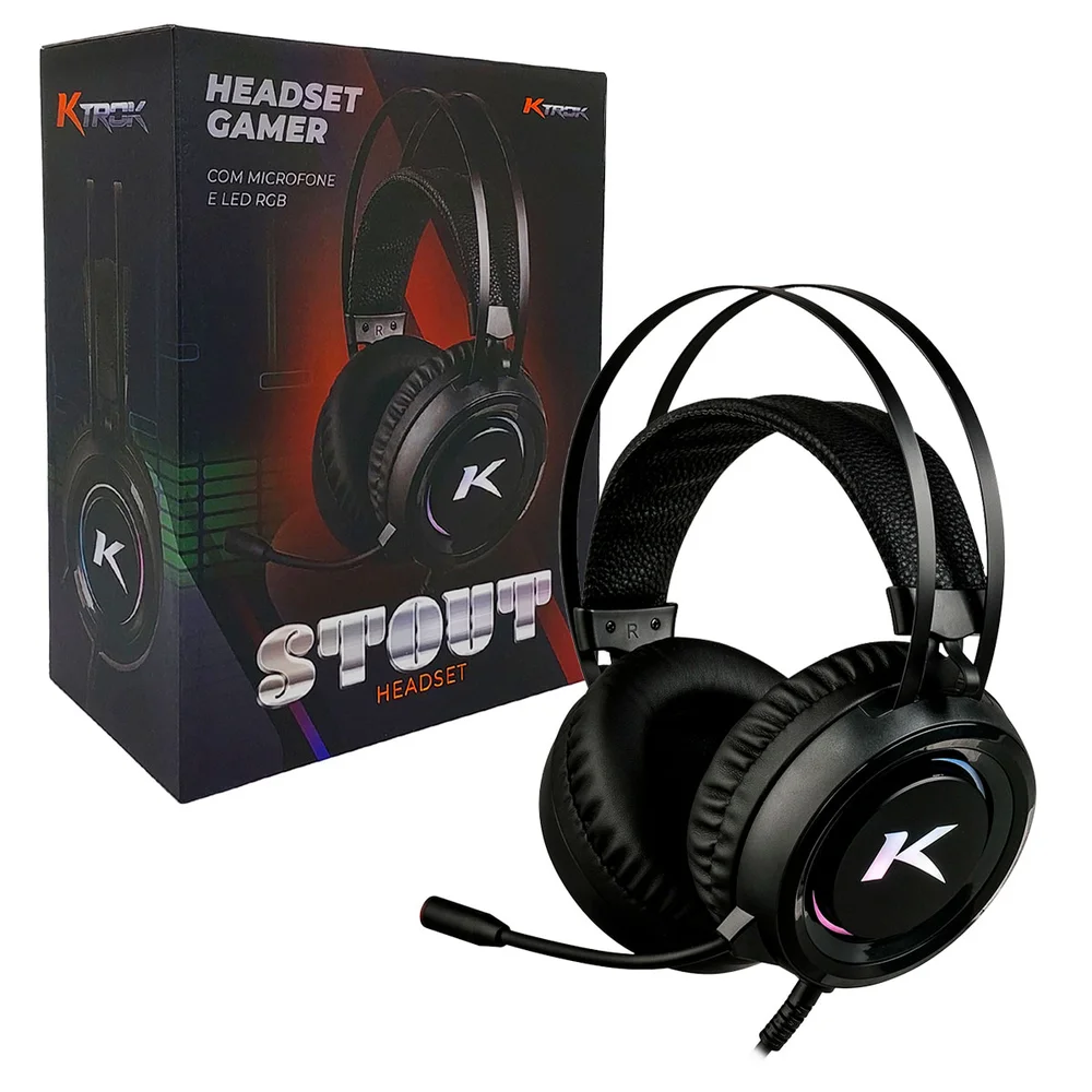 Headset Gamer Ktrok Stout com Rainbow LED USB P2 3.5mm KT-Stout