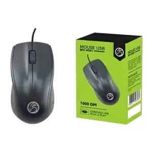 Mouse Com Fio Brazil PC BPC-M201 1000 DPI USB Preto BPC-M201