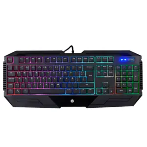 Teclado Gamer HP K110 LED RGB 4 Cores Preto