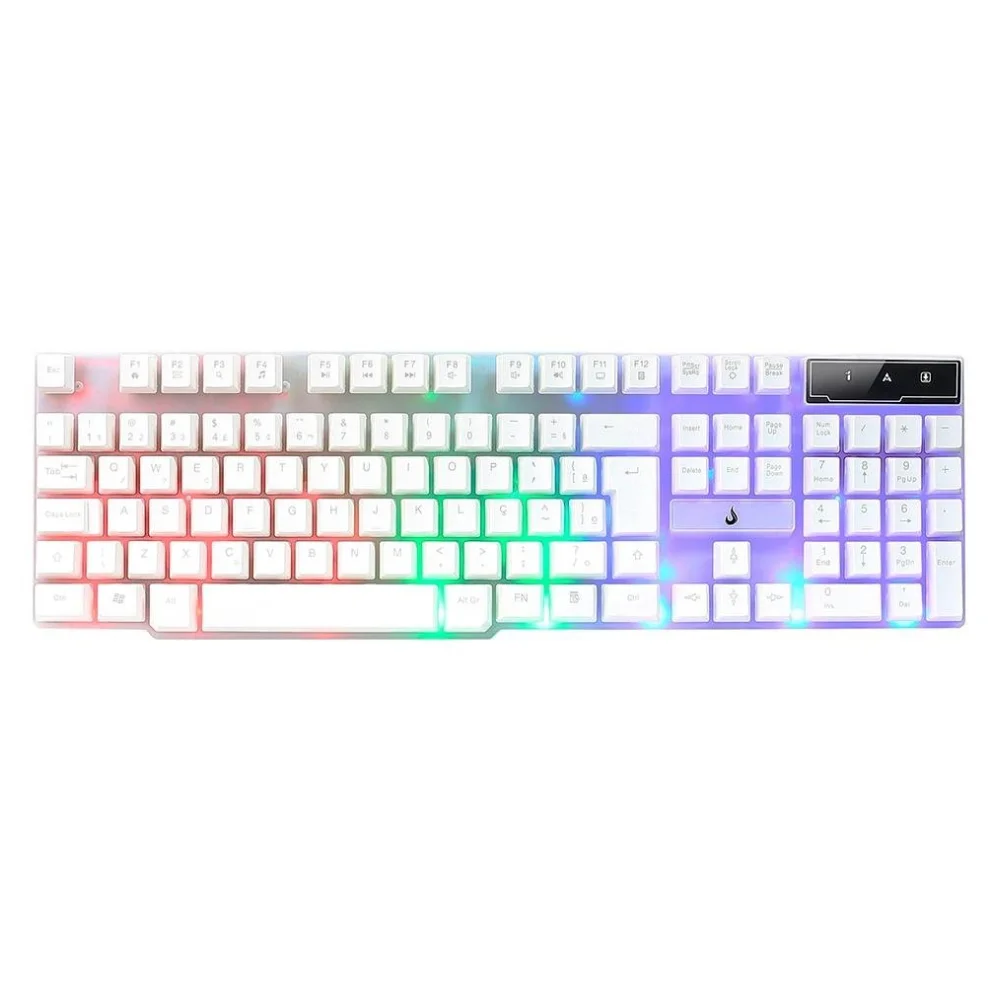 Teclado Gamer Semi-Mecânico Rise Mode G1 Full RGB Rainbow Branco RM-TG-01-FW