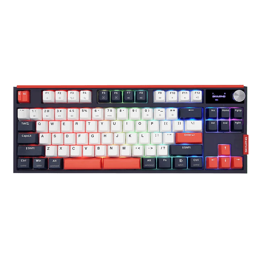 Teclado Gamer Óptico Skyloong GK87 8K RGB Hotswap LCD Switch Green Tea Preto