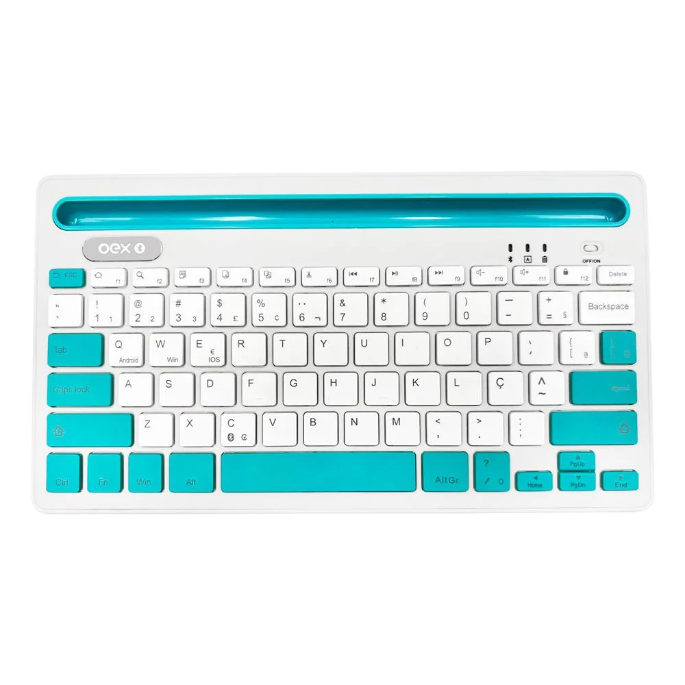 Teclado Bluetooth OEX Cinza e Azul TC502