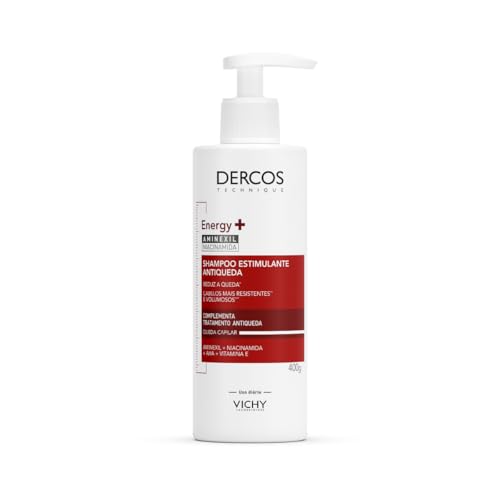 Vichy Dercos Energy+, Shampoo Estimulante, Tratamento Antiqueda para Cabelos Fracos e Quebradiços, Fortalece os Fios com Aminexil, Niacinamida e Vitamina E, 400g