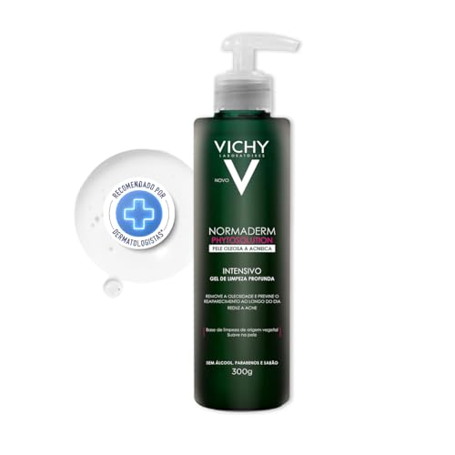 Vichy Normaderm Phytosolution Gel de Limpeza Facial Intensivo, para Pele Oleosa e Acneica, com Ingredientes de Origem Natural, Remove Oleosidade, Reduz Acne e Previne Reaparecimento, 300g