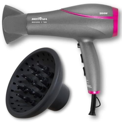 Secador de Cabelo Britânia 2100W Íons Bivolt com Difusor de Cachos