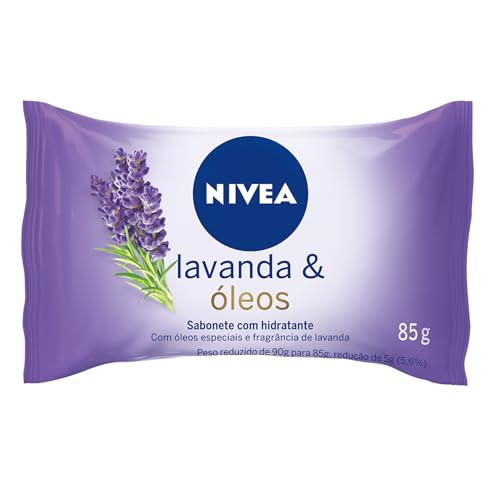 NIVEA Sabonete em Barra Lavanda & Óleos 85g - Limpa e cuida da pele, com óleos vegetais, fragrância intensa, espuma cremosa, hidratação e maciez