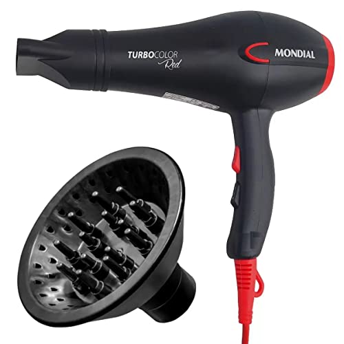 Secador De Cabelo Com Difusor Cachos Mondial Turbo Color Red 1900W - 127v