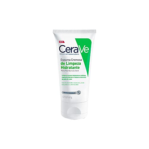 CeraVe, Espuma Cremosa de Limpeza Hidratante, com Ácido Hialurônico 140g, Cor: Branco