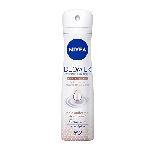 NIVEA Desodorante Antitranspirante Aerossol Deomilk Pele Uniforme 150ml - Proteção eficaz de 48 horas contra suor e mau odor, reduz marcas escurecidas e deixa as axilas macias e renovadas