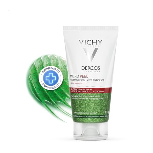 Vichy Dercos Micro Peel, Shampoo Anticaspa Esfoliante com Ácido Salicílico e Piroctona Olamina, Limpeza Profunda e Ação Calmante, Elimina a Caspa Visivelmente desde o 1º Uso, 150ml