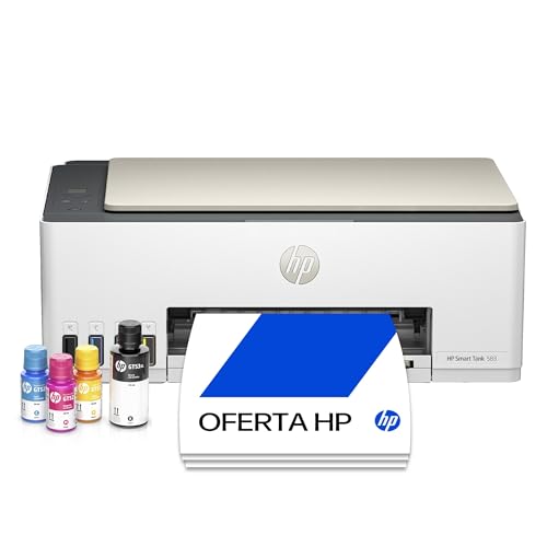 Impressora Multifuncional HP Smart Tank 583 Tanque de Tinta Colorida Wi-Fi com autorreparo, USB - Impressora, Copiadora e Scanner Cor: ‎Branco (4A8D8A)