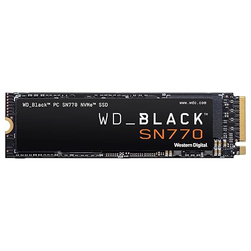 SSD WD Black SN770 1TB NVMe M.2 2280 (Leitura até 5150MB/s e Gravação até 4900MB/s)